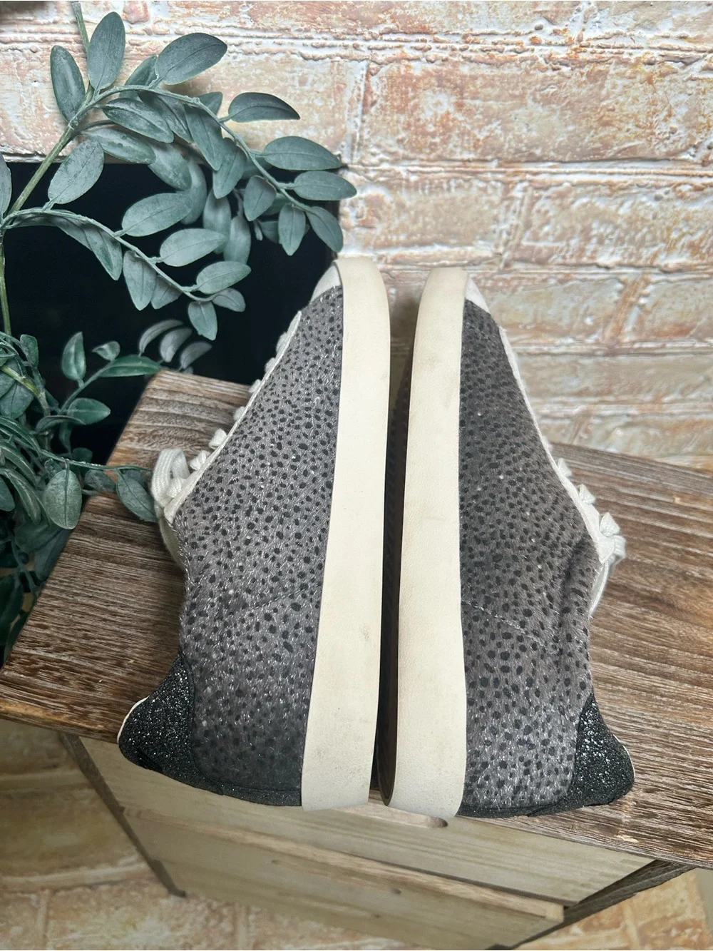 Gola Nova Savanna Sneakers Womens 9 Animal Print Glitter Suede Retro Low Top #19